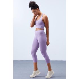 Tommy Life 95283 Eflatun Yüksek Bel Toparlayıcı Çapraz Sırt Detaylı Slim Fit Kadın Tayt Takımı