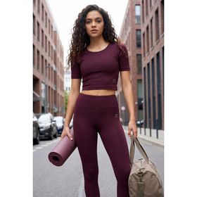 Tommy Life 95285 Bordo Kadın Yüksek Bel Kapri-Crop T-Shirt Slim Fit Tayt Takım