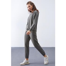 Tommy Life 95287 O Yaka Oversize Lastik Paça Çağla Yeşili Kadın Eşofman Takımı
