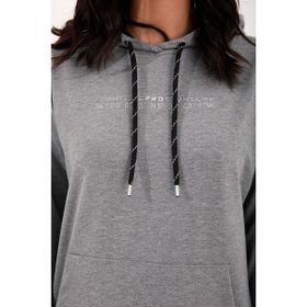 Tommy Life 95288 Gri Melanj Kapüşonlu Kanguru Cep Oversize Lastik Paça Kadın Eşofman Takımı