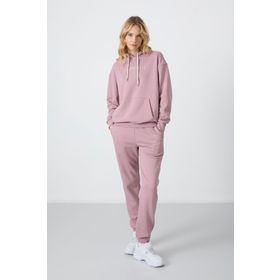 Tommy Life 95288 Gül Kurusu Kadın Kapüşonlu Kanguru Cep Oversize Lastik Paça Eşofman Takımı