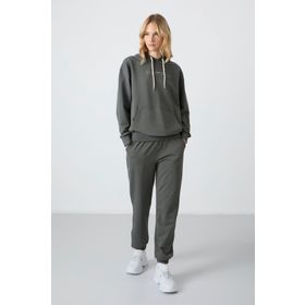 Tommy Life 95288 Kapüşonlu Kanguru Cep Oversize Lastik Paça Çağla Kadın Eşofman Takımı