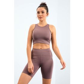 Tommy Life 95302 Gül Kurusu Yüksek Bel Toparlayıcı Dar Kalıp Crop Biker Kadın Tayt Takım