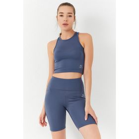 Tommy Life 95302 Yüksek Bel Toparlayıcı Dar Kalıp Crop Biker Petrol Kadın Tayt Takım