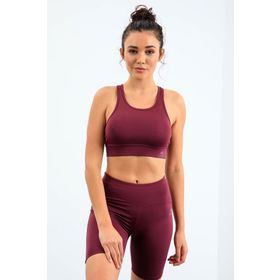 Tommy Life 95303 Bordo Yüksek Bel Toparlayıcı Slim Fit Büstiyer Biker Kadın Tayt Takımı