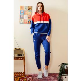 Tommy Life 95327 Parlament Kapüşonlu Renk Bloklu Kadın Eşofman Takım