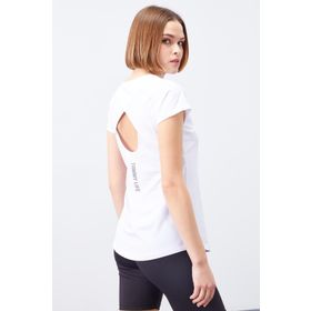 Tommy Life 97101 Beyaz Sırt Pencereli Kısa Kol Standart Kalıp O Yaka Kadın T-Shirt