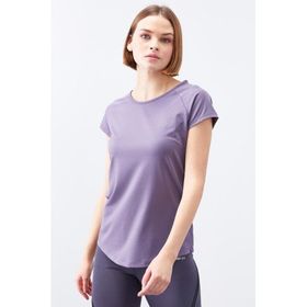 Tommy Life 97101 Eflatun Kadın Sırt Pencereli Kısa Kol Standart Kalıp O Yaka T-Shirt