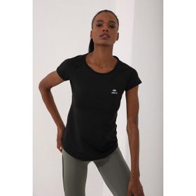 Tommy Life 97101 Siyah Kadın Sırt Pencereli Kısa Kol Standart Kalıp O Yaka T-Shirt