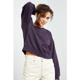 Tommy Life 97114 Mor Kadın Basic Rahat Form O Yaka Kadın Sweatshirt