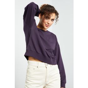Tommy Life 97114 Mor Kadın Basic Rahat Form O Yaka Kadın Sweatshirt