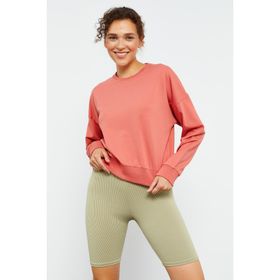 Tommy Life 97114 Pudra Kadın Basic Rahat Form O Yaka Kadın Sweatshirt