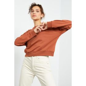 Tommy Life 97114 Pudra Kadın Basic Rahat Form O Yaka Kadın Sweatshirt
