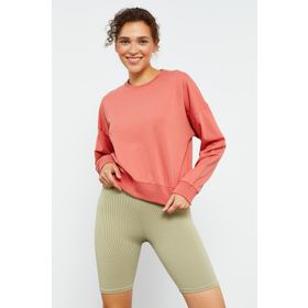Tommy Life 97114 Pudra Kadın Basic Rahat Form O Yaka Kadın Sweatshirt