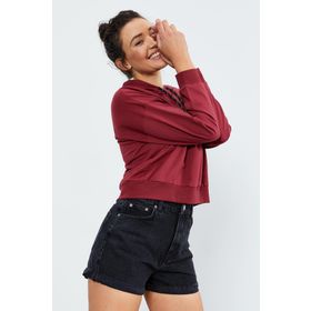 Tommy Life 97115 Bordo Kadın Uzun Kol Rahat Form Kapüşonlu Kadın Sweatshirt