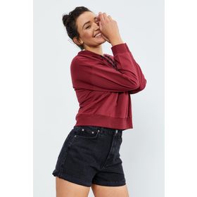 Tommy Life 97115 Bordo Kadın Uzun Kol Rahat Form Kapüşonlu Kadın Sweatshirt