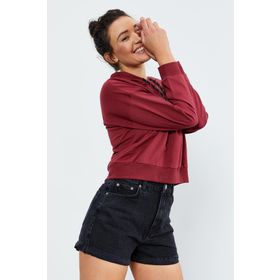 Tommy Life 97115 Bordo Uzun Kol Rahat Form Kapüşonlu Kadın Sweatshirt
