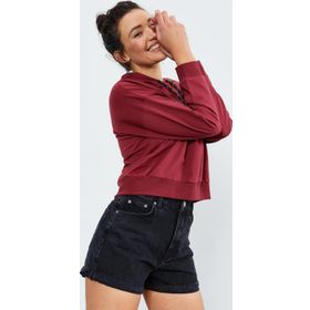Tommy Life 97115 Bordo Uzun Kol Rahat Form Kapüşonlu Kadın Sweatshirt