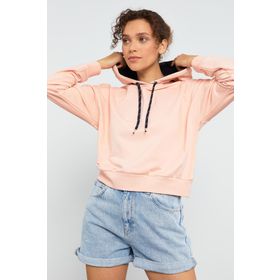 Tommy Life 97115 Uzun Kol Rahat Form Kapüşonlu Pembe Kadın Sweatshirt