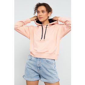 Tommy Life 97115 Uzun Kol Rahat Form Kapüşonlu Pembe Kadın Sweatshirt