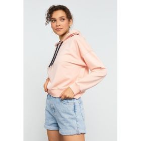 Tommy Life 97115 Uzun Kol Rahat Form Kapüşonlu Pembe Kadın Sweatshirt