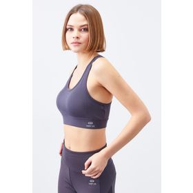 Tommy Life 97120 Sırt Detaylı Dar Kalıp U Yaka Antrasit Spor Kadın Büstiyer