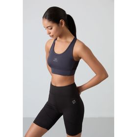 Tommy Life 97121 Antrasit Kadın Çapraz Sırt Detaylı Slim Fit U Yaka Spor Büstiyer
