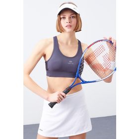 Tommy Life 97121 Antrasit Kadın Çapraz Sırt Detaylı Slim Fit U Yaka Spor Büstiyer