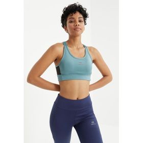 Tommy Life 97121 Mint Yeşili Çapraz Sırt Detaylı Slim Fit U Yaka Pedli Kadın Spor Büstiyer