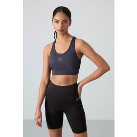 Tommy Life 97121 Sırt Detaylı Slim Fit U Yaka Pedli Antrasit Spor Kadın Büstiyer
