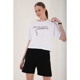 Tommy Life 97135 Beyaz Kadın Yazı Baskılı Kısa Oversize O Yaka T-Shirt