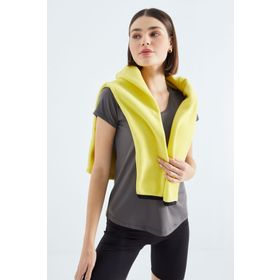 Tommy Life 97145 Gri Basic Kısa Kol Standart Kalıp V Yaka Kadın T-Shirt