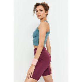 Tommy Life 97148 Mint Yeşili Kadın Sıfır Kol Dar Kalıp O Yaka Crop Top Bluz
