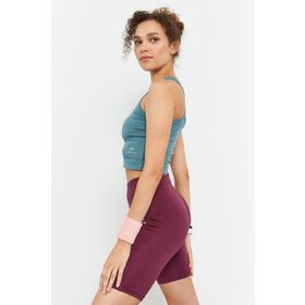 Tommy Life 97148 Mint Yeşili Kadın Sıfır Kol Dar Kalıp O Yaka Crop Top Bluz