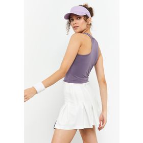 Tommy Life 97148 Sıfır Kol Dar Kalıp O Yaka Eflatun Kadın Crop Top