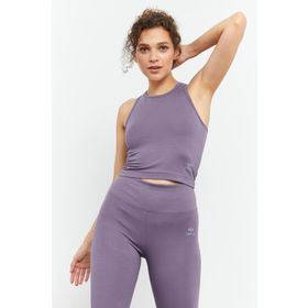 Tommy Life 97148 Sıfır Kol Dar Kalıp O Yaka Eflatun Kadın Crop Top