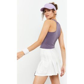 Tommy Life 97148 Sıfır Kol Dar Kalıp O Yaka Eflatun Kadın Crop Top