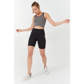 Tommy Life 97162 Basic Sıfır Kol Dar Kalıp U Yaka Gri Kadın Crop Top