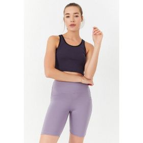 Tommy Life 97162 Basic Sıfır Kol Dar Kalıp U Yaka Mor Kadın Crop Top