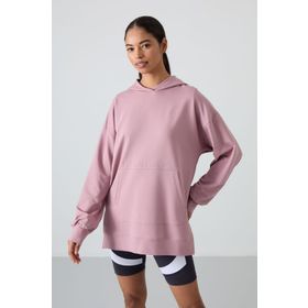 Tommy Life 97163 Gül Kurusu Kadın Balon Kol Yazı Nakışlı Oversize Tunik Sweatshirt