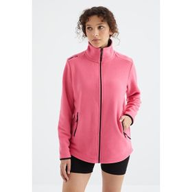 Tommy Life 97173 Fuşya Dik Yaka Fermuarlı Rahat Form Kadın Polar Sweatshirt