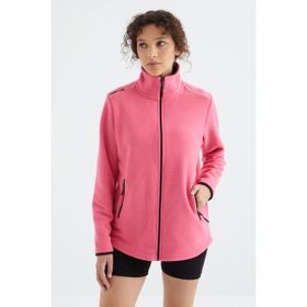 Tommy Life 97173 Fuşya Dik Yaka Fermuarlı Rahat Form Kadın Polar Sweatshirt