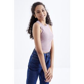 Tommy Life 97204 Gül Kurusu Basic Kolsuz O Yaka Kadın Crop Top Atlet
