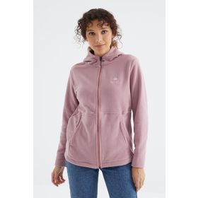 Tommy Life 97233 Gül Kurusu Kapüşonlu Fermuarlı Rahat Form Kadın Polar Sweatshirt