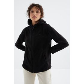 Tommy Life 97233 Siyah Kapüşonlu Fermuarlı Rahat Form Kadın Polar Sweatshirt