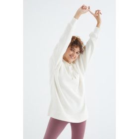 Tommy Life 97242 Kadın Ekru Reglan Kol Basic Kapüşonlu Oversize Tunik