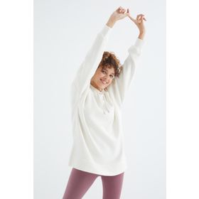 Tommy Life 97242 Kadın Ekru Reglan Kol Basic Kapüşonlu Oversize Tunik