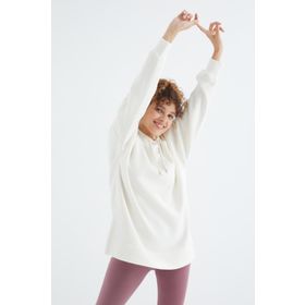 Tommy Life 97242 Kadın Ekru Reglan Kol Basic Kapüşonlu Oversize Tunik