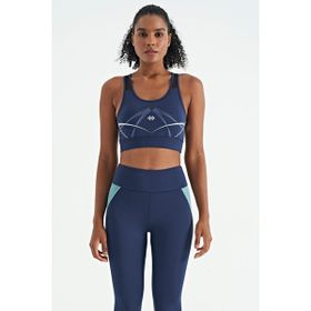 Tommy Life 97252 Antrasit Ön Arka Baskı Detaylı U Yaka Dar Kalıp Spor Kadın Büstiyer
