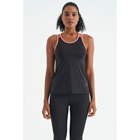 Tommy Life 97258 Siyah Çift Askılı Sırt Detaylı Standart Kalıp Kadın Spor Atlet
